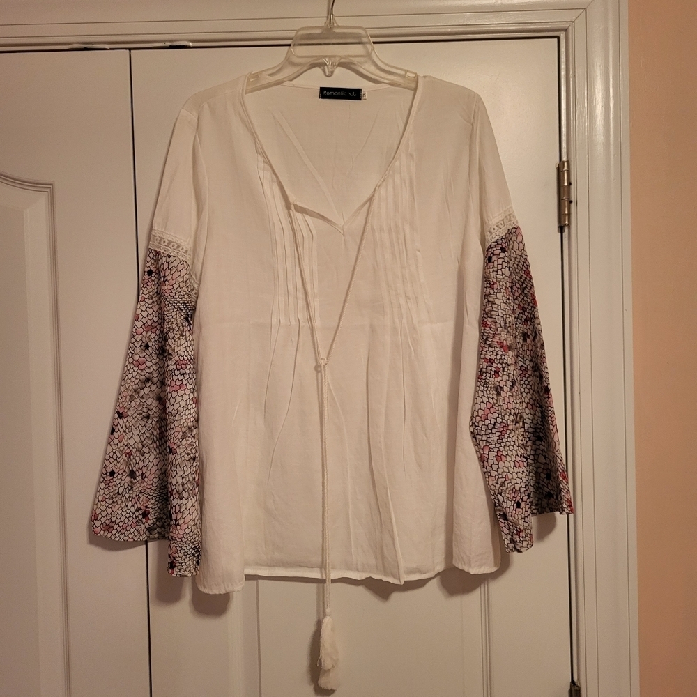 Boho white gauze top